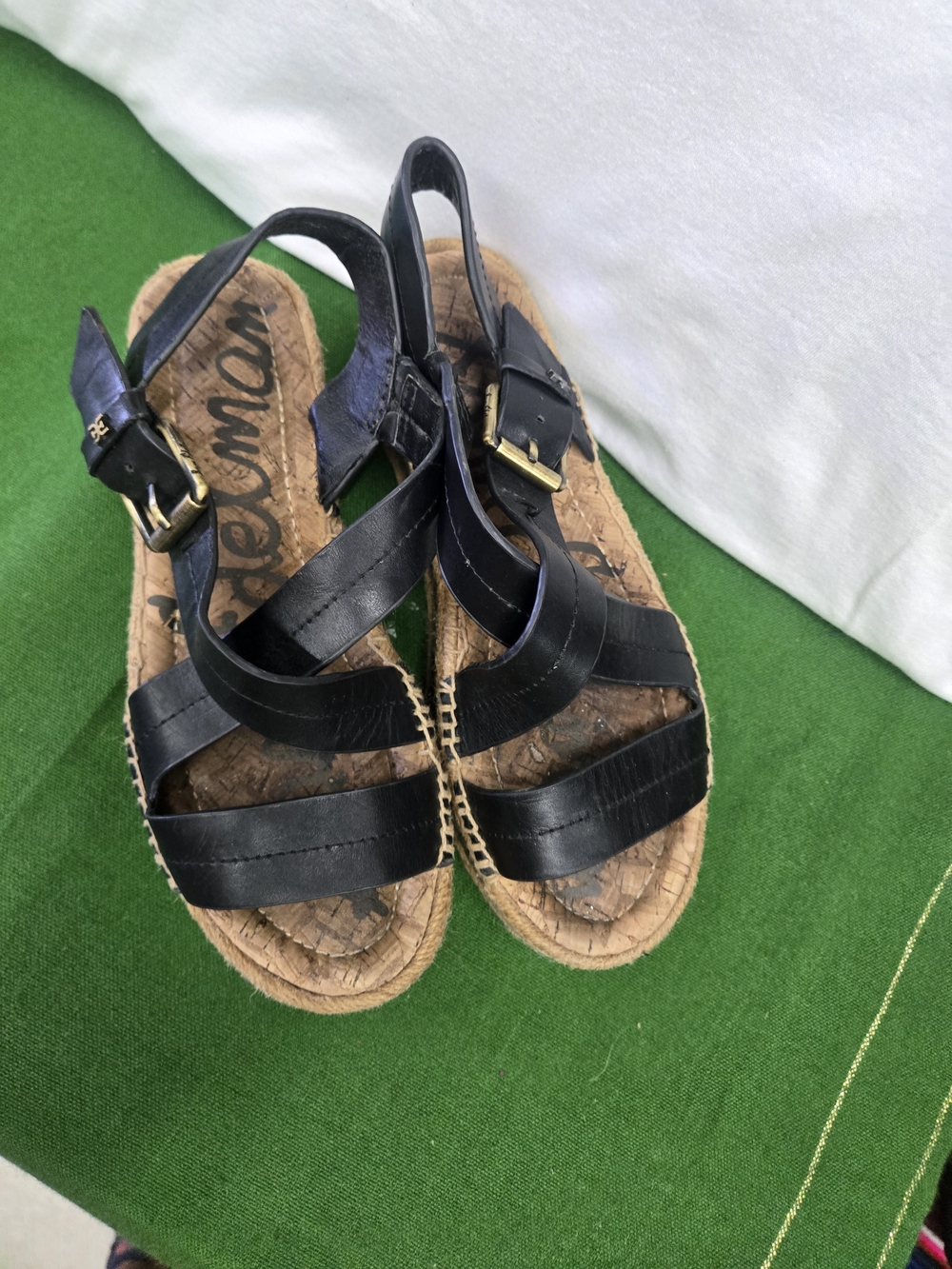 Sam Edelman Black Leather Strappy Espadrille Sandals
